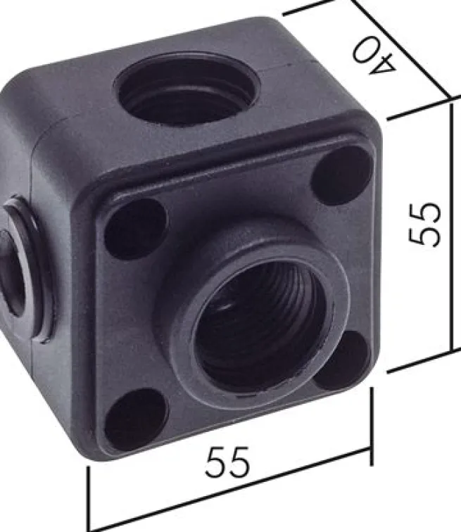 Wanddose (Verteiler) 2 x G 1/2"(+3 x G 1/2"), Kunststoff