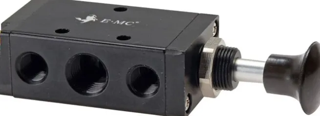 5/2-Wege Axial-Handhebelventil, Raste, G 1/4" (Abluft G 1/8")