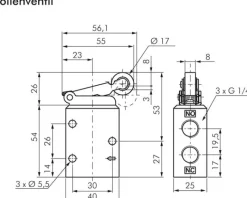 3/2-Wege Endschalter G 1/4", Kunststoffrolle