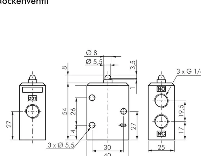 3/2-Wege Endschalter G 1/4", Nocke