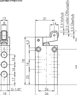 5/2-Wege Endschalter mit Rolle, G 1/8