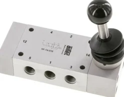 5/2-Wege Handhebelventil, Federrückstellung, G 1/4", Handhebel: Edelstahl