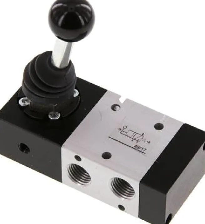 3/2-Wege Handhebelventil, Federrückstellung, G 1/4", -0,95 bis 10 bar