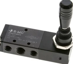 5/3-Wege Handhebelventil, G 1/4" (Abluft G 1/8"), Mittelstellung belüftet, Raste