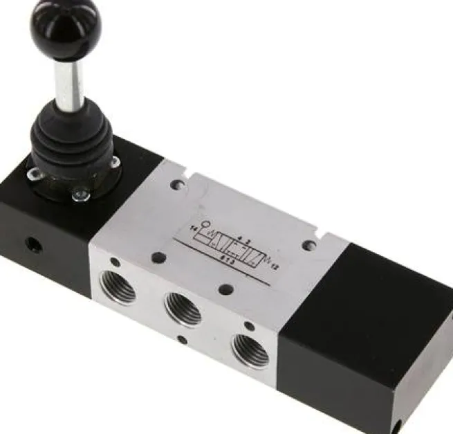 5/3-Wege Handhebelventil, G 1/4", Mittelstellung geschlossen, Federrückstellung, XMV 2310