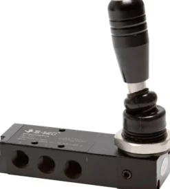 5/3-Wege Handhebelventil, G 1/8", Mittelstellung belüftet, Federrückstellung