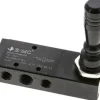 5/3-Wege Handhebelventil, G 1/4", Mittelstellung entlüftet, Federrückstellung, H 532-08 ES