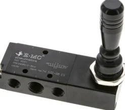 5/3-Wege Handhebelventil, G 1/4", Mittelstellung entlüftet, Federrückstellung, H 532-08 ES