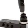 5/3-Wege Handhebelventil, G 1/8", Mittelstellung entlüftet, Raste