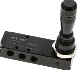 5/3-Wege Handhebelventil, G 1/8", Mittelstellung entlüftet, Raste