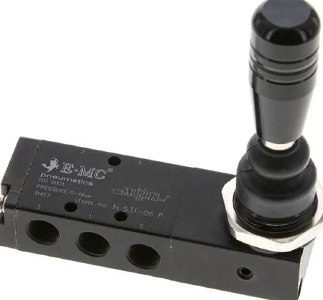 5/3-Wege Handhebelventil, G 1/8", Mittelstellung belüftet, Raste