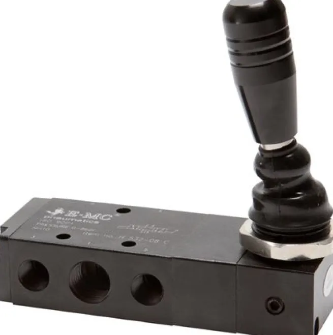 5/3-Wege Handhebelventil, G 1/4", Mittelstellung geschlossen, Federrückstellung, H 532-08 CS