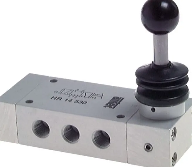 5/3-Wege Handhebelventil, Mittelstellung geschlossen, Raste, G 1/8"
