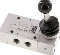3/2-Wege Handhebelventil, Raste, G 1/4", Handhebel: Edelstahl