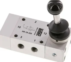 3/2-Wege Handhebelventil, Raste, G 1/8", Handhebel: Edelstahl