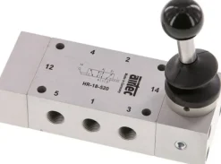 5/2-Wege Handhebelventil, Raste, G 1/8", Handhebel: Edelstahl