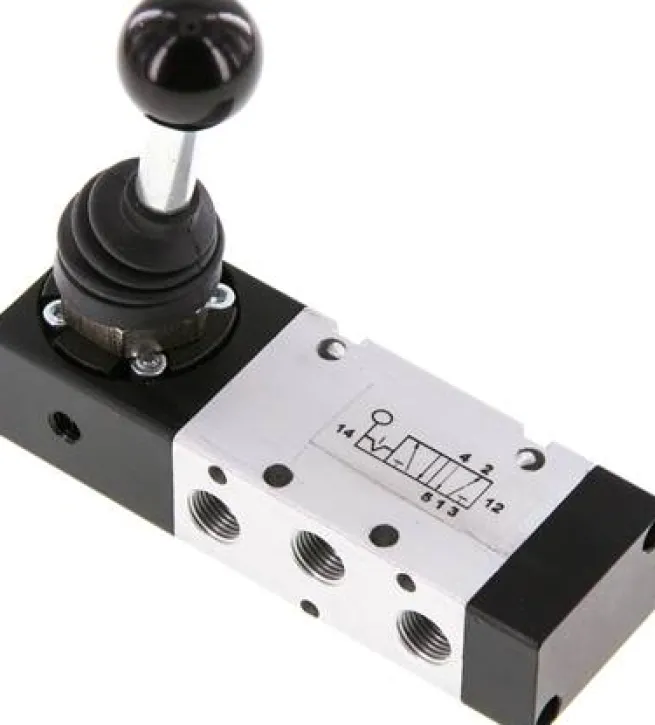5/2-Wege Handhebelventil, Raste, G 1/8", -0,95 bis 10 bar