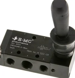 5/2-Wege Handhebelventil, Raste, G 1/4" (Abluft G 1/8")