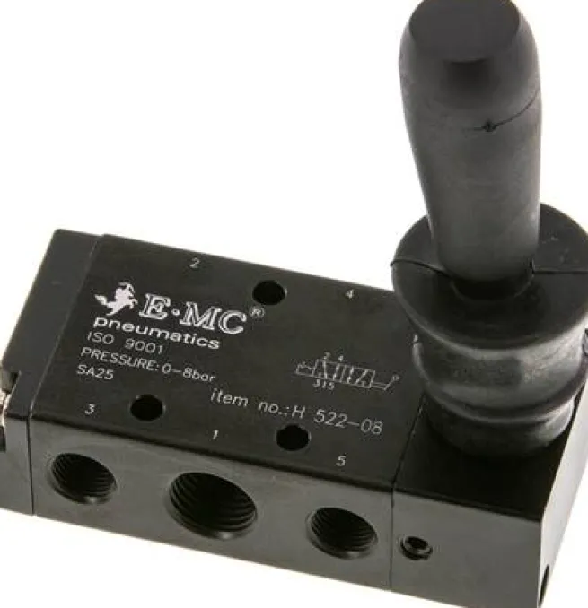 5/2-Wege Handhebelventil, Raste, G 1/4" (Abluft G 1/8")