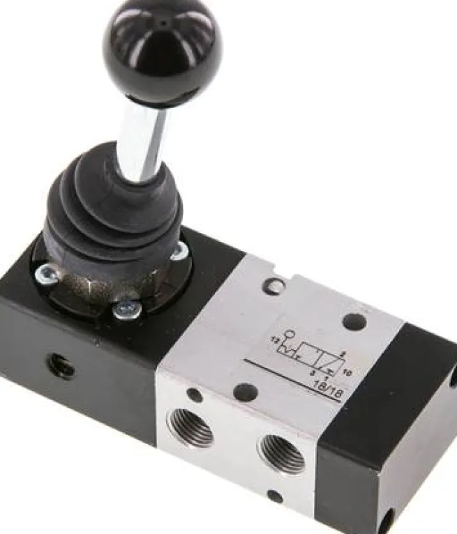 3/2-Wege Handhebelventil, Raste, G 1/8", -0,95 bis 10 bar