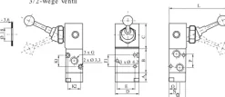 3/2-Wege Handhebelventil, Raste, G 1/8", -0,95 bis 10 bar