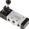 5/2-Wege Handhebelventil, Raste, G 1/4", -0,95 bis 10 bar