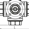 3-Wege-Kugelhahn, Direktmontageflansch G 1/2", L-Bohrung, Messing