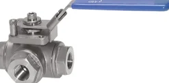 3-Wege Kugelhahn, Edelstahl, L-Bohrung, G 1-1/2", 0 bis 63bar