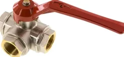 3-Wege Kugelhahn, Messing, L-Bohrung, G 1", -0,9 bis 45bar