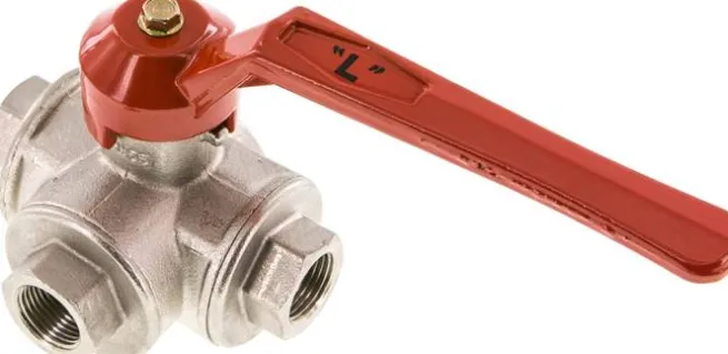 3-Wege Kugelhahn, Messing, L-Bohrung, G 3/8", -0,9 bis 55bar