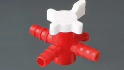 3-Wege Labor-Schlauchhahn (PE/PP), 10 mm, T-Bohrung