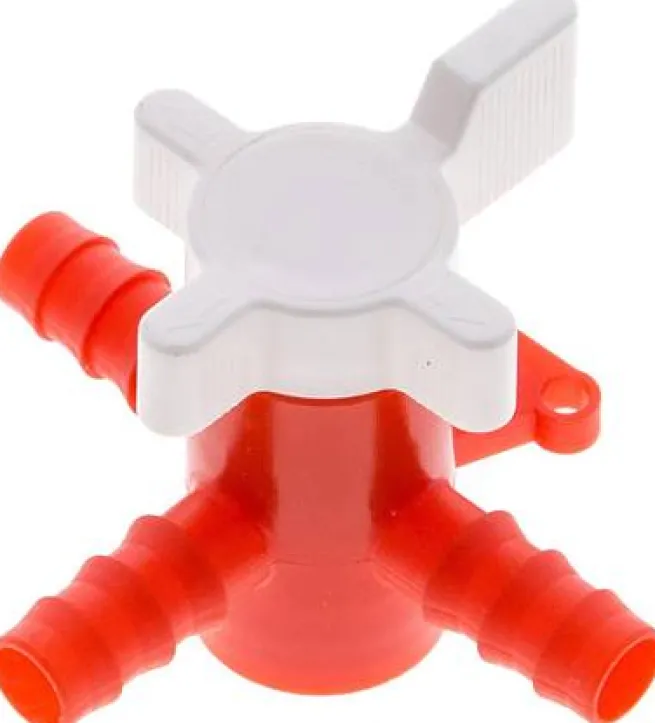 3-Wege Labor-Schlauchhahn (PE/PP), 10 mm, T-Bohrung