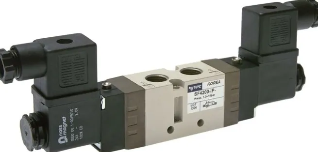 5/2-Wege Magnetventil, G 1/4" (Abluft G 1/8"), Impulsventil, 24 V AC