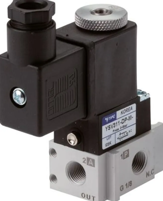 3/2-Wege Magnetventil, G 1/8" (Abluft M5), Federrückstellung (NC), 24 V=