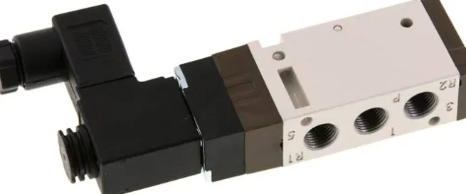 5/2-Wege Magnetventil, G 1/8", Federrückstellung, 24 V=, Norm-Stecker Grösse 0