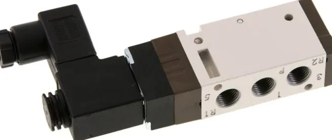 5/2-Wege Magnetventil, G 1/8", Federrückstellung, 115 V AC, Norm-Stecker Grösse 0