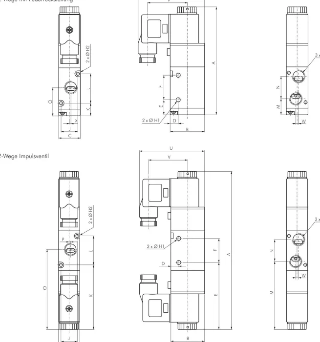 3/2-Wege Magnetventil, G 1/2", Federrückstellung (NC), 24 V=, mechanische Feder