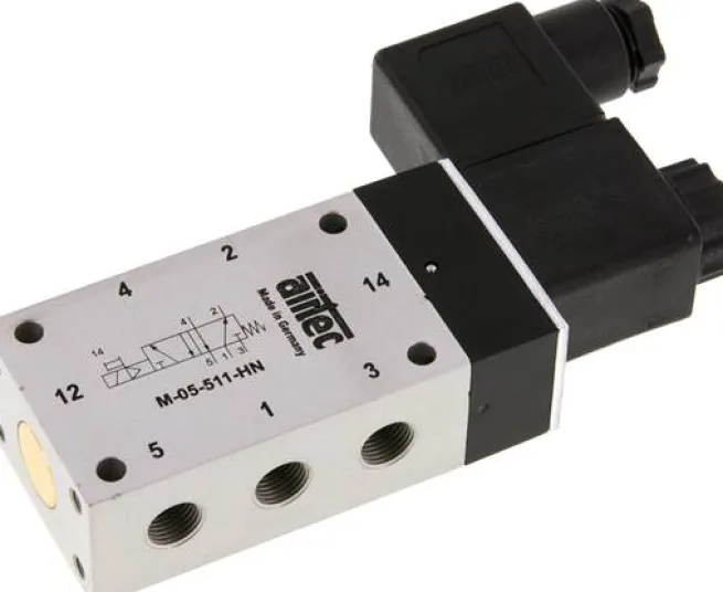 5/2-Wege Magnetventil, G 1/8", Feder, 230 V AC