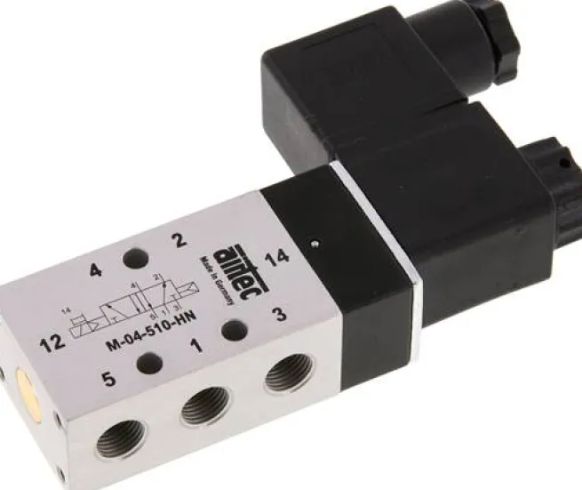5/2-Wege Magnetventil, G 1/8", Luftfeder, 115 V AC, NW 4