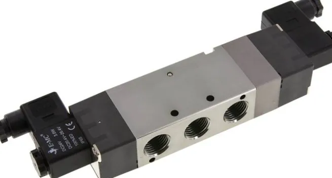 5/3-Wege Magnetventil, G 1/2", Mittelstellung entlüftet, 24 V=, Ecoline