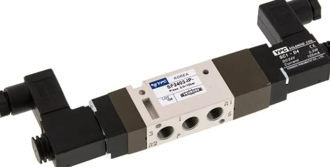 5/3-Wege Magnetventil, G 1/8", Mittelstellung entlüftet, 12 V=