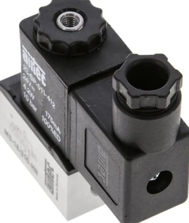 3/2-Wege Magnetventil, G 1/8", 24 V=, Federrückstellung (NC) 24V=, mit Hand-Notbetätigung
