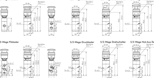 3/2-Wege (NC/NO) Drehschalter-Ventil, schwarz, G 1/4"