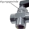 3-Wege T-Kugelhahn, Messing, L-Bohrung, G 1/8", PN 20, Messing verchromt, Dichtung: PTFE / NBR