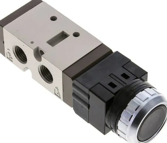 5/2-Wege Ventil G 1/4" (Abluft G 1/8"), Drucktaster schwarz