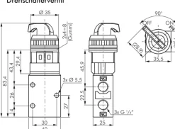 3/2-Wege Ventil G 1/4", Drehschalter schwarz