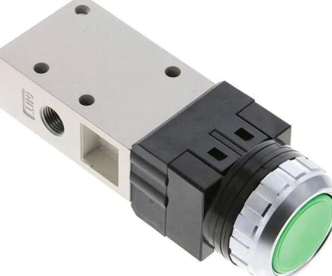3/2-Wege Ventil G 1/8", Drucktaster grün