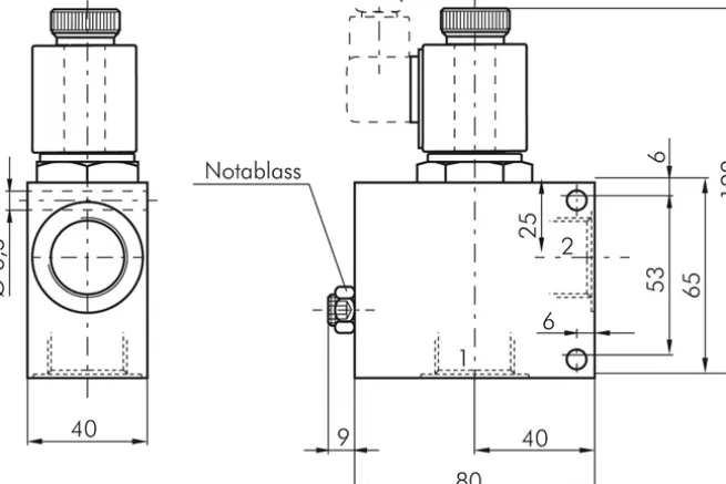 2/2-Wege Ventil, stromlos geöffnet (NO), beidseitig 24V=, 3/4", bis 250 bar (Aluminium)