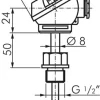 Widerstandsthermometer Pt100 (2-Leiter), G1/2"-6x250mm, mit kurzem Halsrohr
