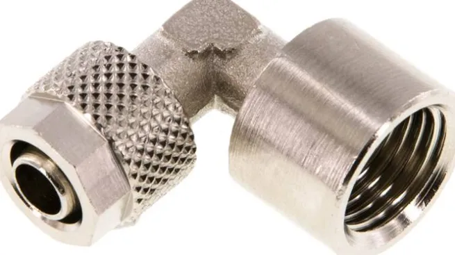 Winkel-Aufschraubverschraubung G 1/4"-8x6mm, Messing vernickelt